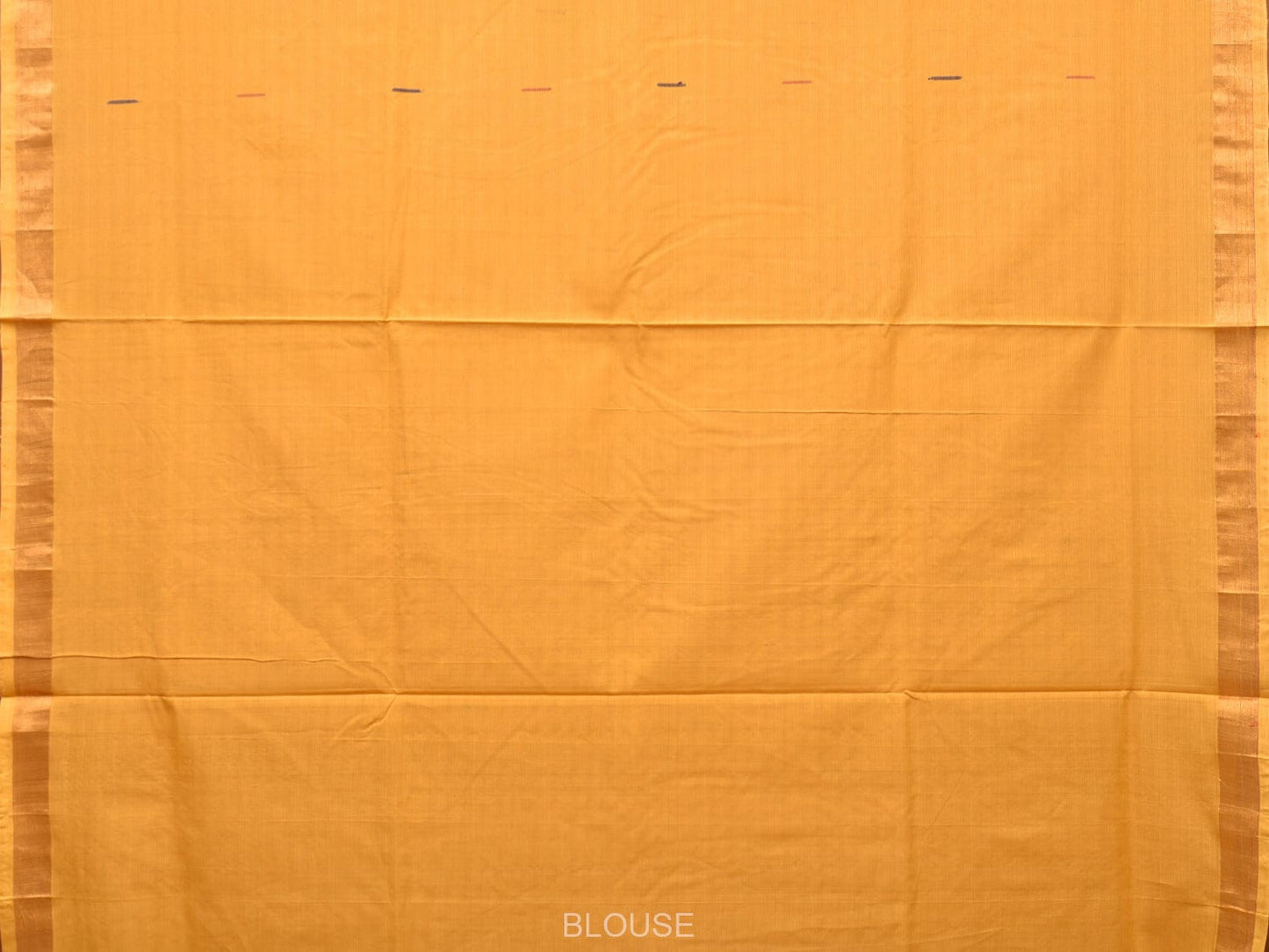 Yellow Khadi Cotton Handloom Saree with Buta and Strip Pallu Design - Global Threads | Swadesiicart
