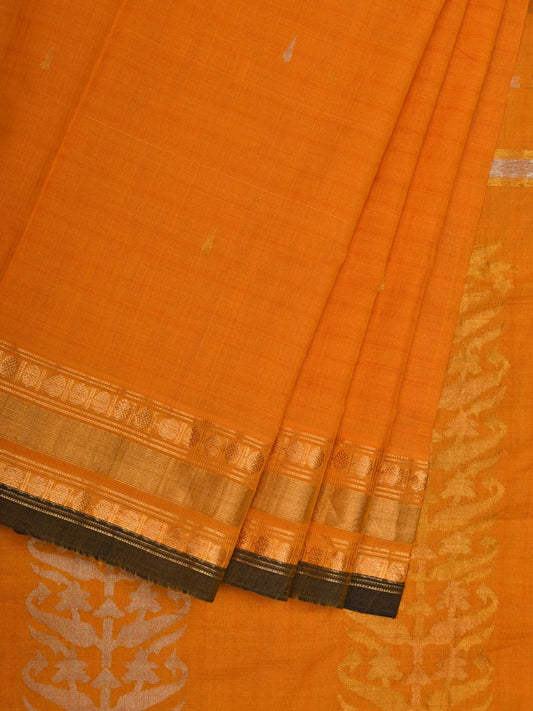 Yellow Uppada Cotton Handloom Saree with Karpur Pallu Design - Global Threads | Swadesiicart