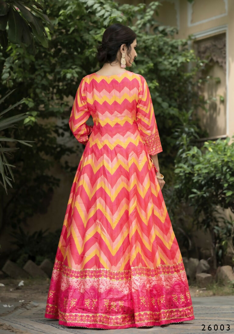 Wedding Designer Multi Soft Dola Silk Anarkali suit with Dupatta - Samanta - Swadesiicart