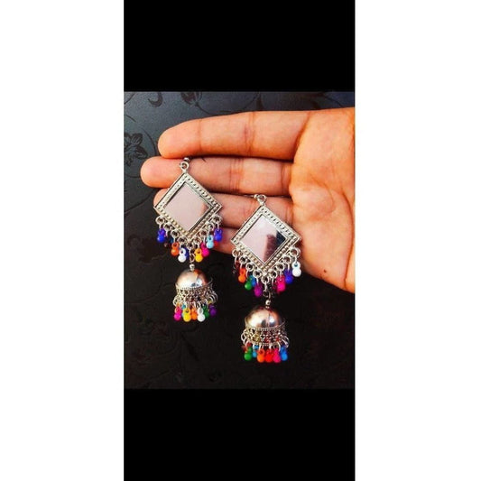 MS Fashion India Muskan Fancy Mirror Work Multi Color Beads Smart Earring | Swadesiicart