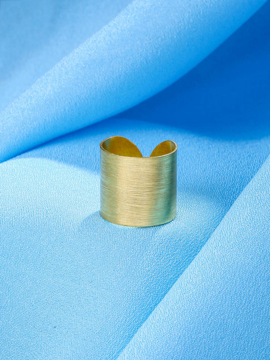 NVR Women Gold-Polished Adjustable Finger Ring | Swadesiicart