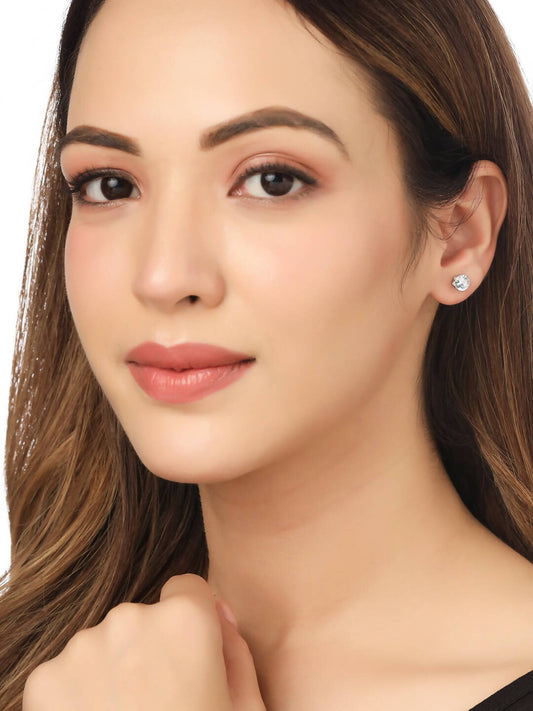 NVR Women Cz Studded Studs Earrings - NR Retail-NVR