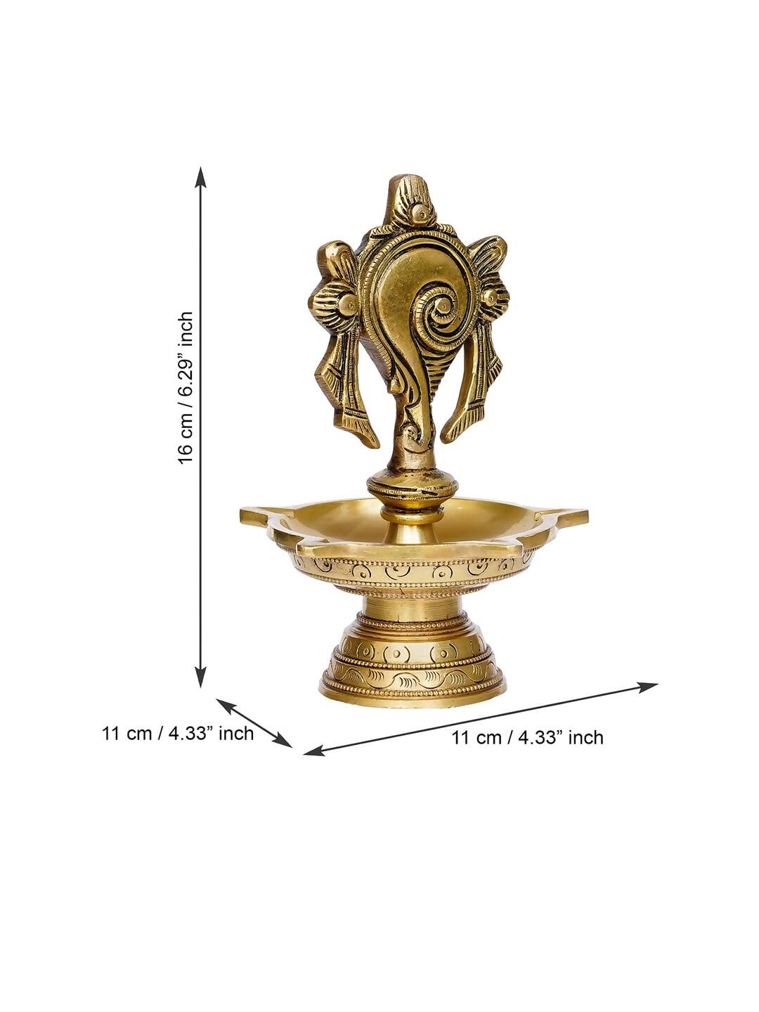 eCraftIndia Gold-Toned Shankha Handcrafted Diya with 5 wicks | Swadesiicart
