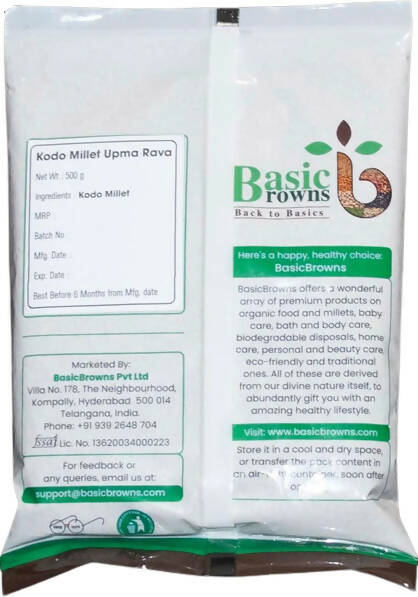 BasicBrowns Kodo Millet Upma Rava - Swadesiicart