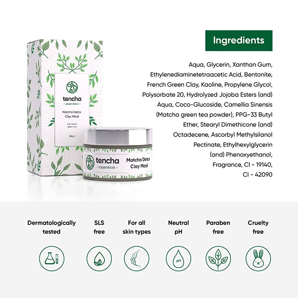 Tencha Essentials Matcha Detox Clay Face Mask | Swadesiicart
