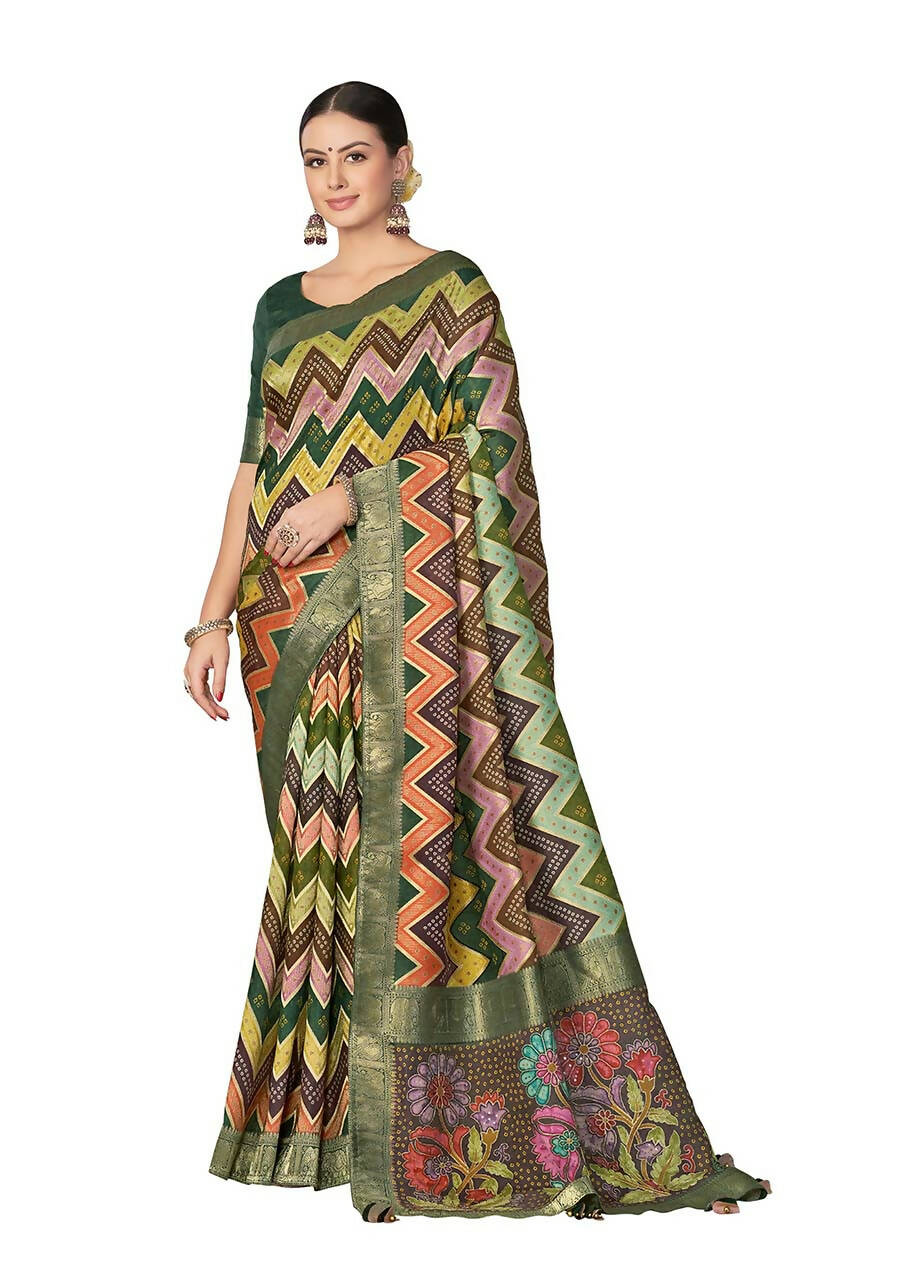 Green Rangkat Tussar Silk Woven Design Saree with Unstitched Blouse - Mohmanthan Eshani | Swadesiicart