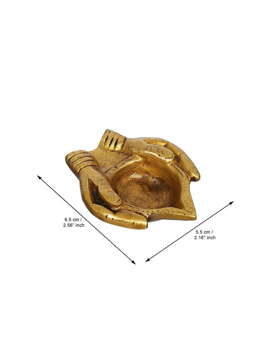 eCraftIndia 2 Pcs Lady Hand Holding Brass Diyas | Swadesiicart