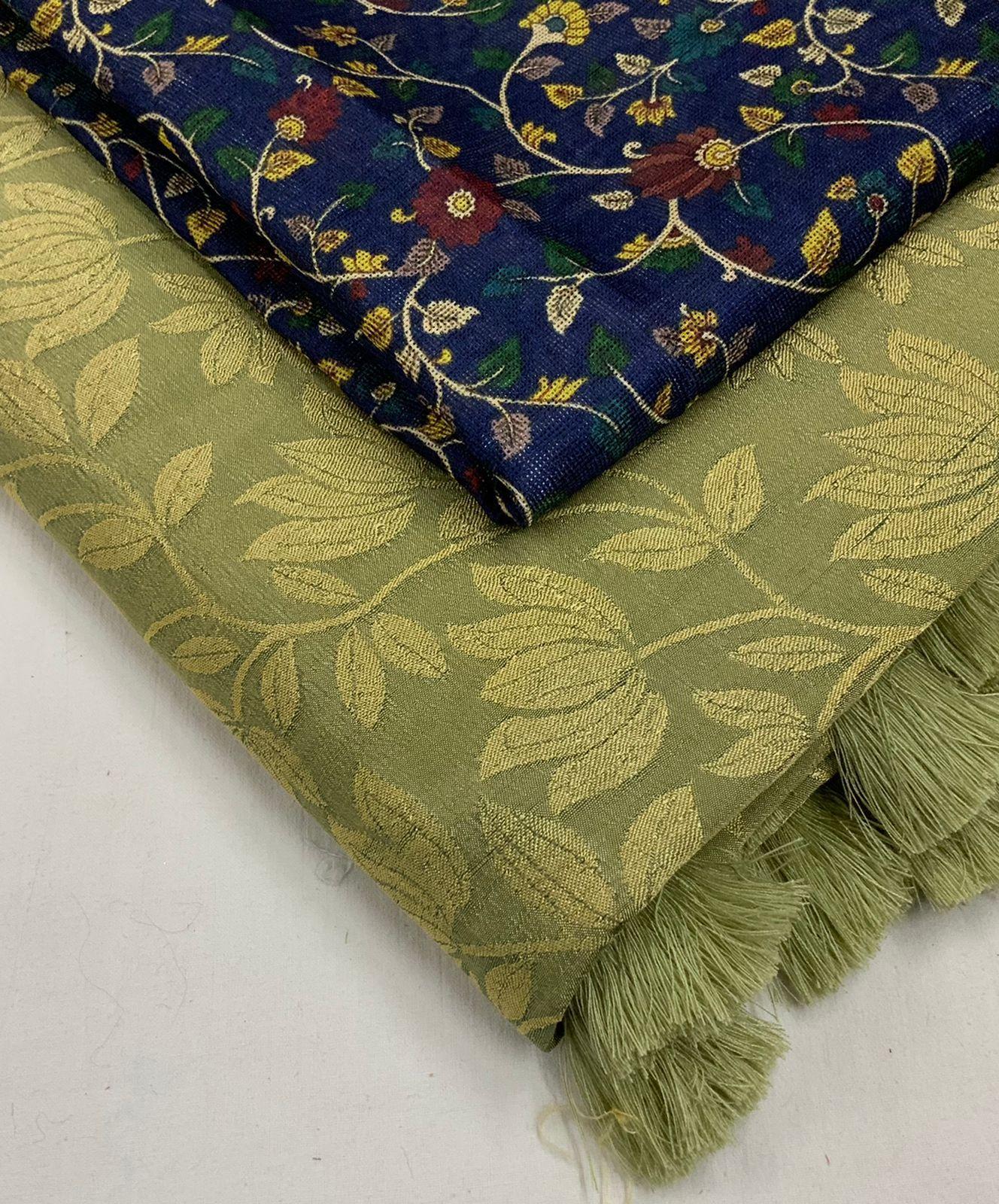 Olive Jute Silk Woven Design Saree with Unstitched Blouse - Hiral Fashion | Swadesiicart