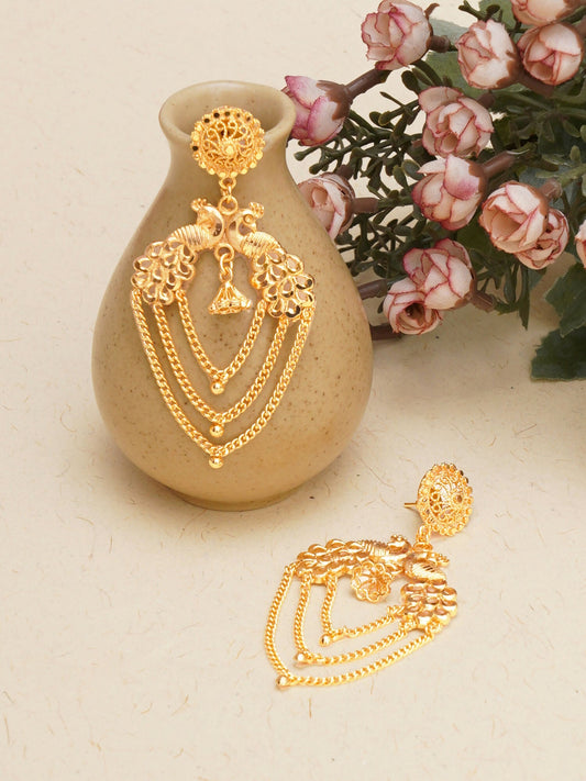 Golden Earrings (Gold) - Ruby Raang - Swadesiicart