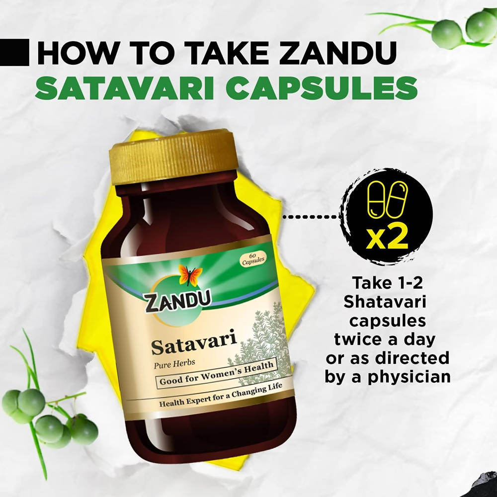 Zandu Satavari Pure Herbs Capsules - Swadesiicart