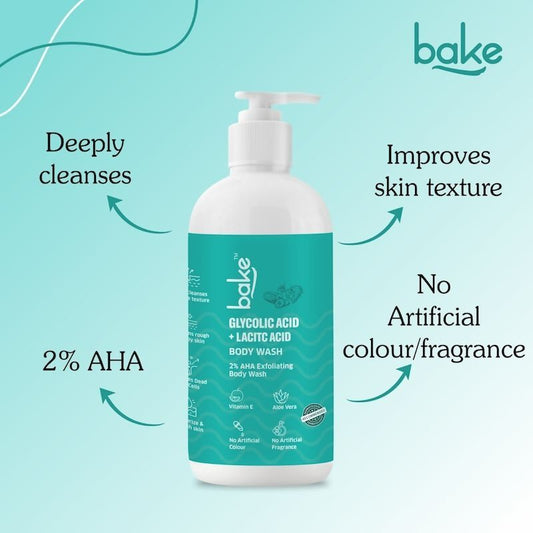 Bake 2% AHA Exfoliating Body Wash | Swadesiicart