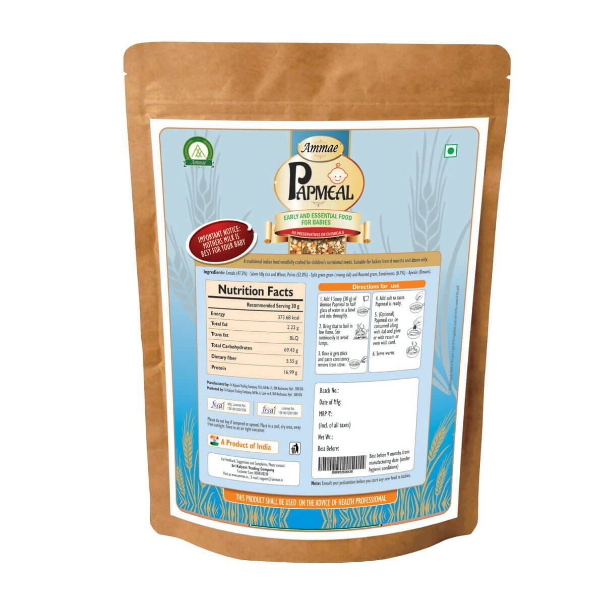 Ammae Papmeal with ajwain For Kids