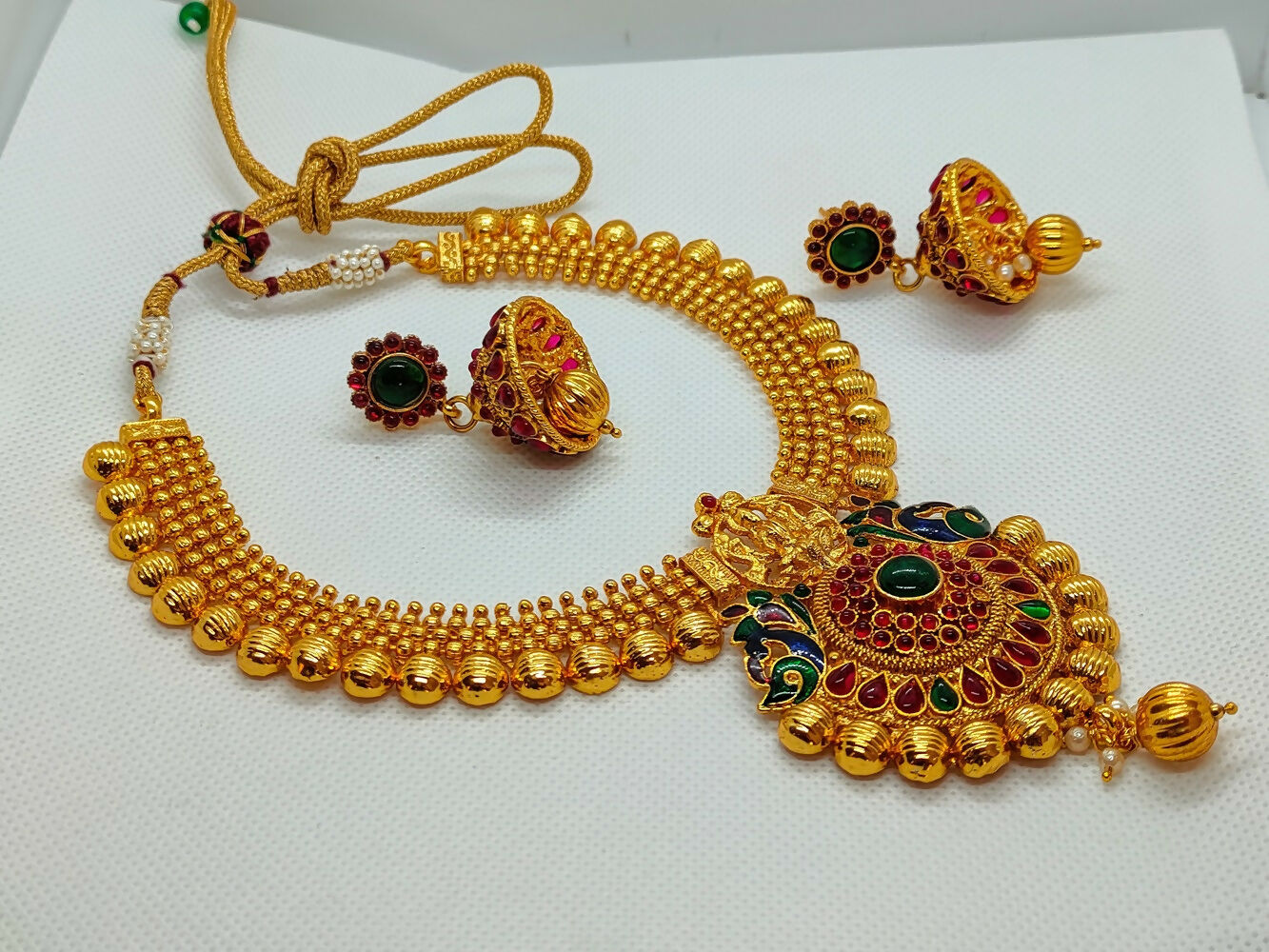 Multicolor Kemp Temple Necklace Jewelry Set - Mokshi Collections
