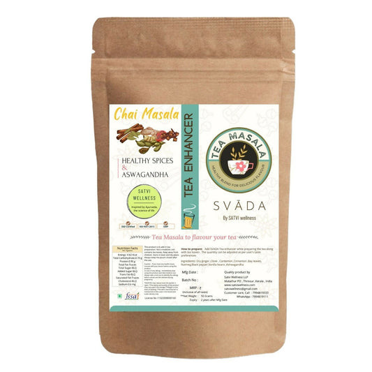 Satvi Wellness Tea masala with Ashwagandha | Ashwagandha tea mix | Satvi Tea enhancer - Satvi Wellness