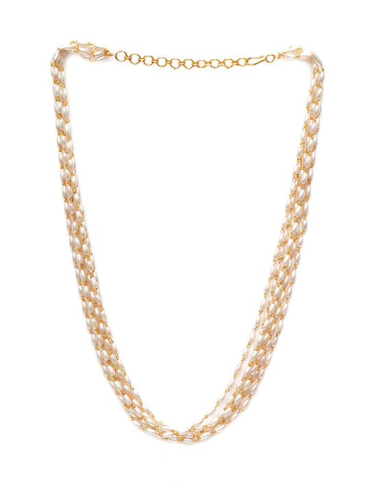 Layered Pearl Neckpiece (Gold) - Ruby Raang | Swadesiicart