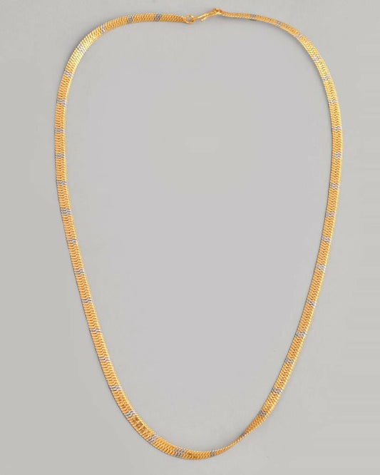 VOJ Dual Toned Self Designed Gold-Polished Chain For Men | Swadesiicart