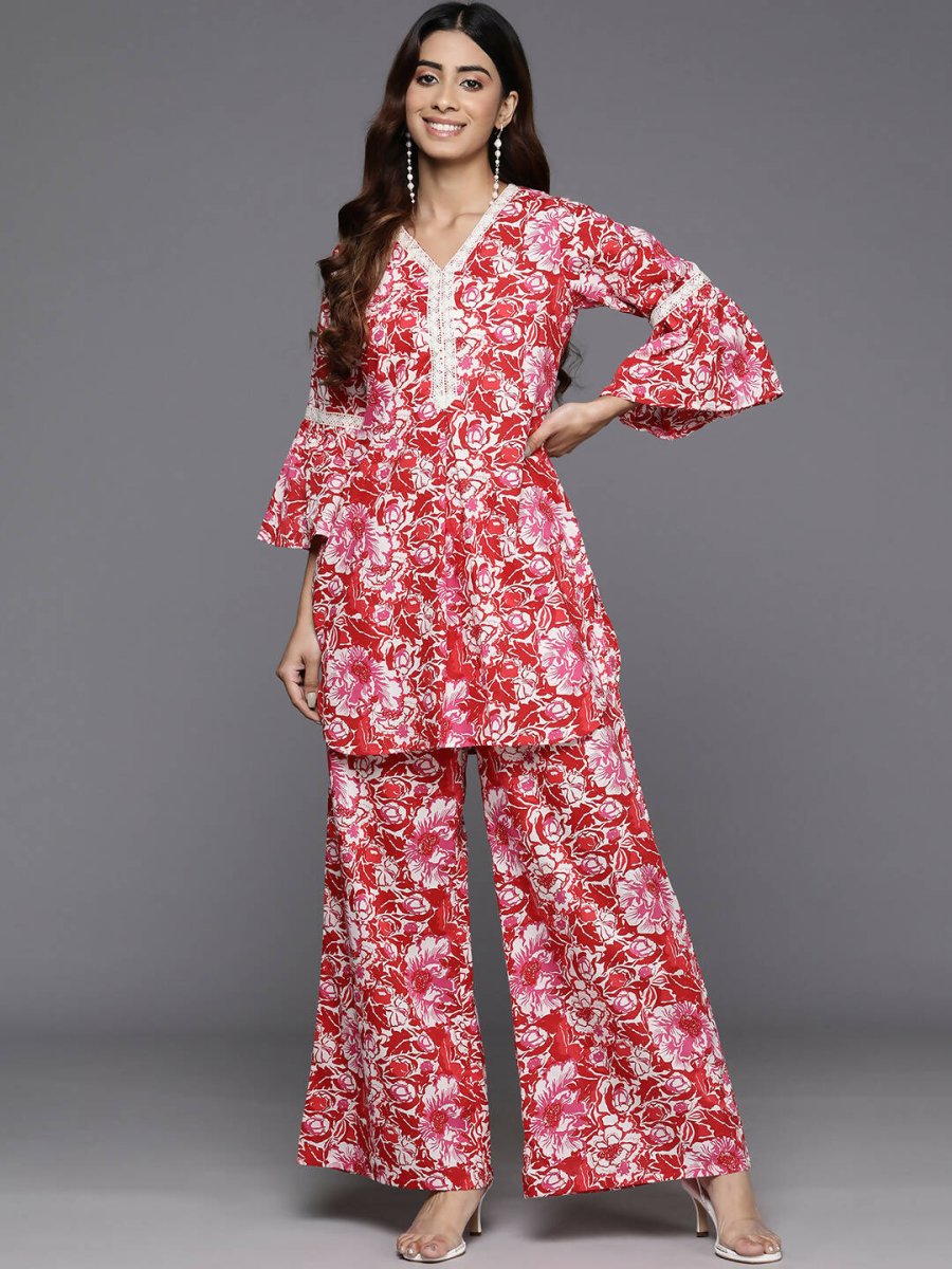 Ahalyaa Women's Traditional Wear Co-ods - Red