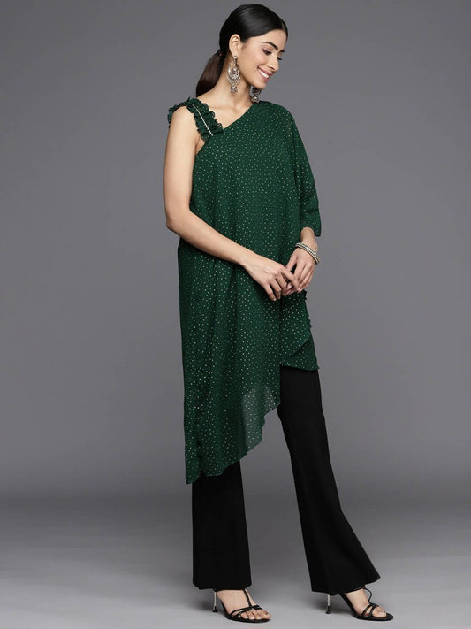 Ahalyaa Women's Traditional wear Tunic - Dark Green | Swadesiicart