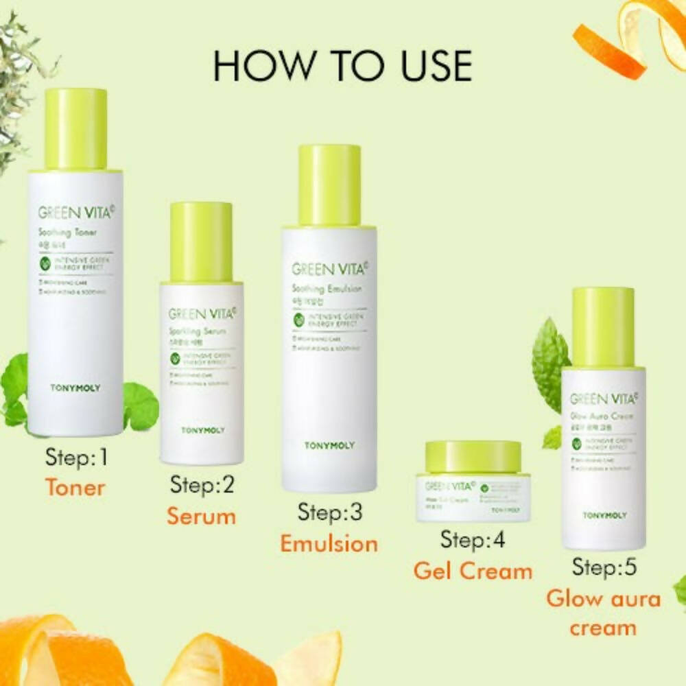 Tonymoly Green Vita C Glow Aura Cream - Korean Skincare | Swadesiicart