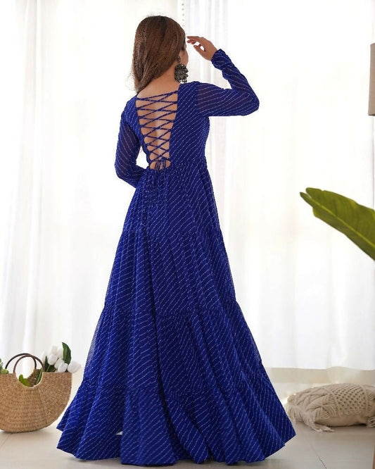 Joban Fashion Royal Blue Kurta Set Chanderi Sequence Embroidery Work
