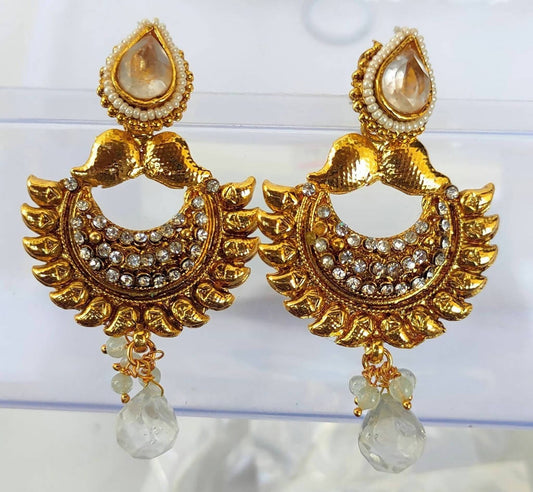 White Kemp Danglers - Mokshi Collections