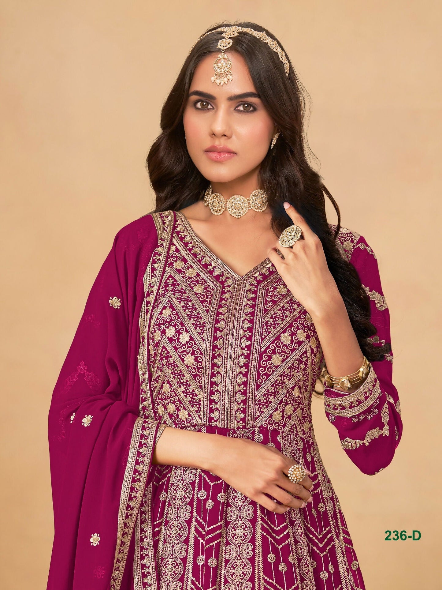 Anaita Rani Pink Faux Georgette Stitched Anarkali Suit with Heavy Embroidery Work