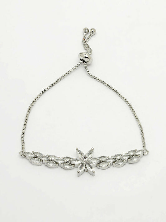 NVR Women Silver-Plated American Diamond Studded Rakhi With Roli Chawal | Swadesiicart