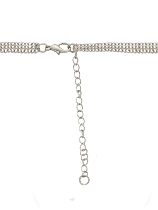 Silver-Plated Alloy Long Three Chain Flower Necklace - The Pari