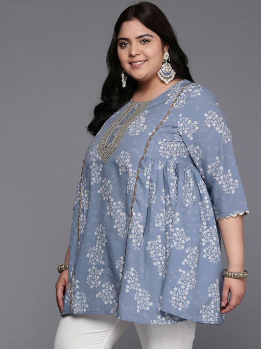Ahalyaa Women's Traditional wear Tunic - Grey | Swadesiicart