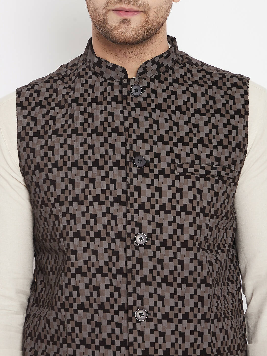 Even Apparels Black Merino Men Woven Nehru Jacket BF539 | Swadesiicart