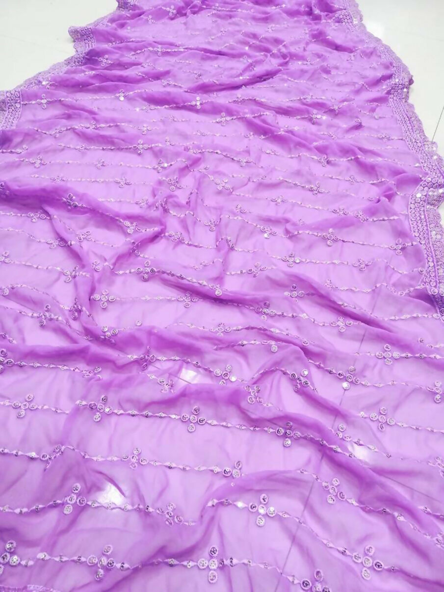 Jyoti Fashion Beautiful Lavender Sequence with Thread Embroidery work Faux Georgette Lehenga Choli with Dupatta | Swadesiicart
