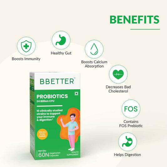 BBETTER Probiotics 24 Billion CFU Capsules - Swadesiicart