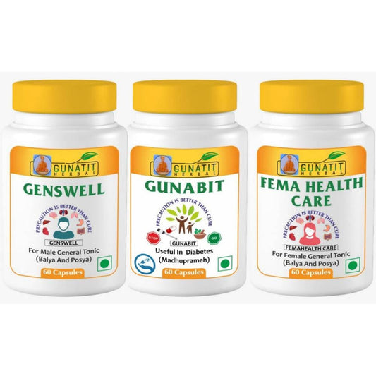 Gunatit Herbal Combo Of Genswell + Fema Healthcare + Gunabit Capsules | Swadesiicart