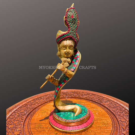 Brass Antique Krishna Idol - Divine India Art