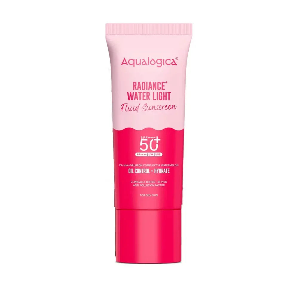 Aqualogica Radiance+ Oil Control Fluid Sunscreen SPF 50+ PA++++: Lightweight Sun Protection for Oily Skin