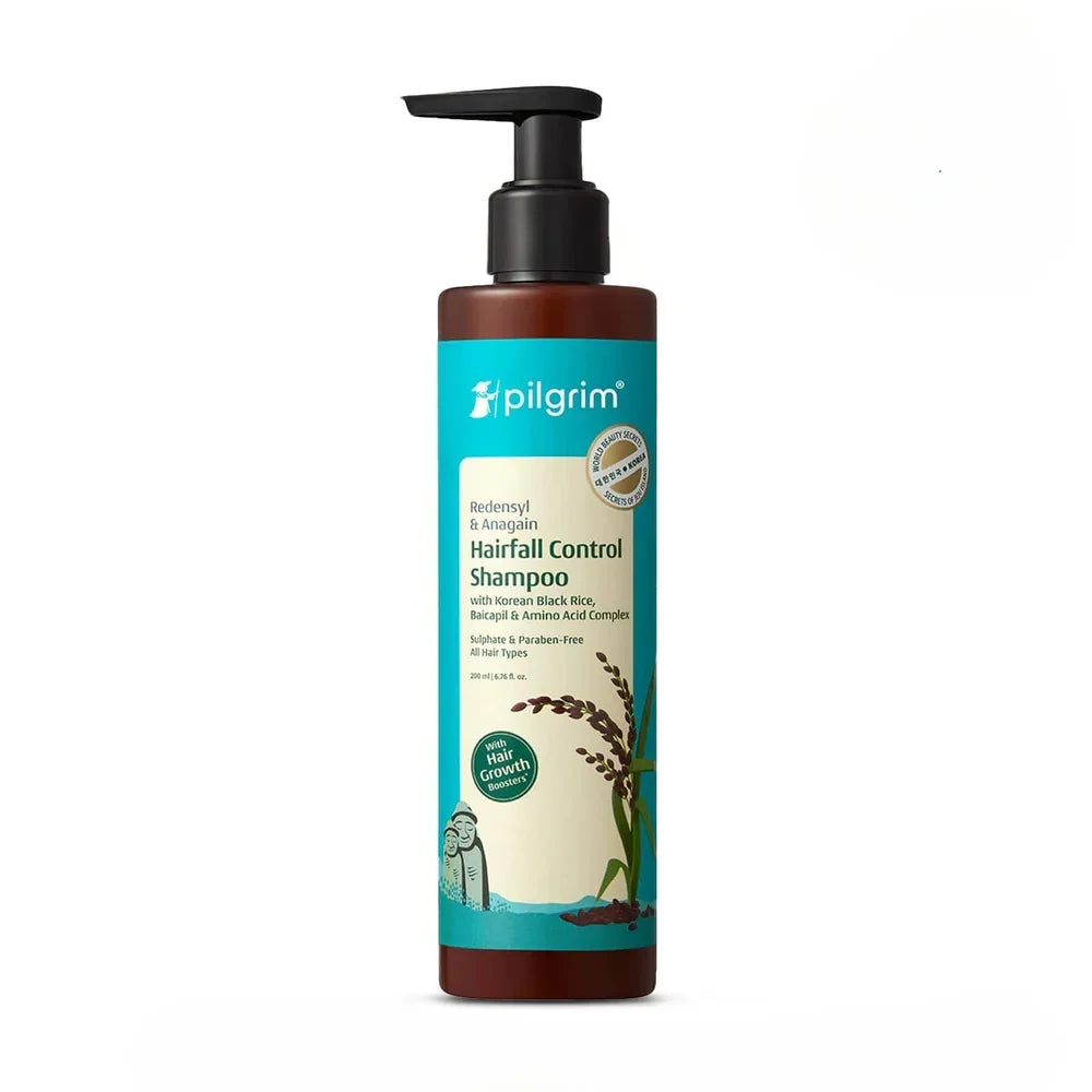 Pilgrim Redensyl® & Anagain® Hair Fall Control Shampoo with Korean Black Rice – Sulfate-Free Shampoo for Stronger, Healthier-Looking Hair