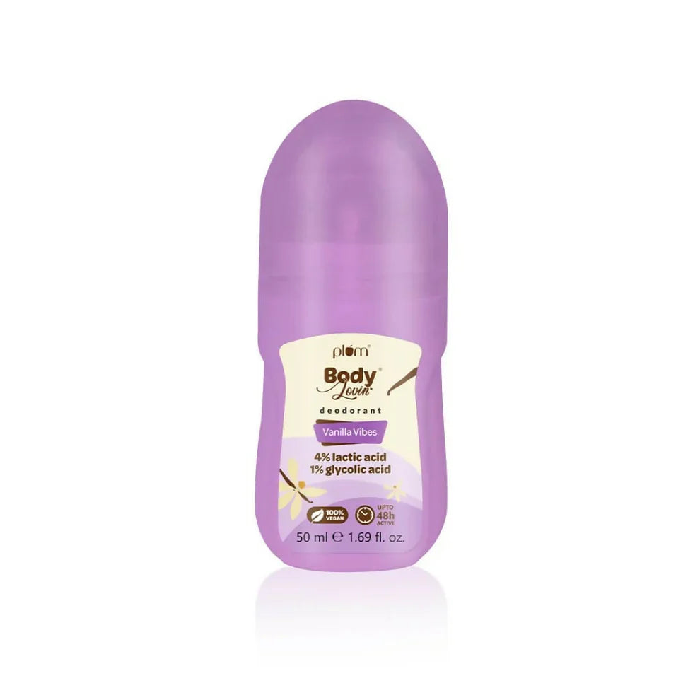 Plum BodyLovin' Vanilla Vibes Deodorant Roll-On – Long-Lasting Odor Protection with a Warm Vanilla Fragrance