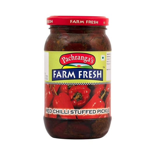 Pachranga's Farm Fresh Red Chilli Stuffed Pickle: The Ultimate Fiery & Delicious Hand-Stuffed Lal Mirch Achaar with Traditional Spices (Mango Powder, Mustard, Fenugreek, Cumin, Fennel)