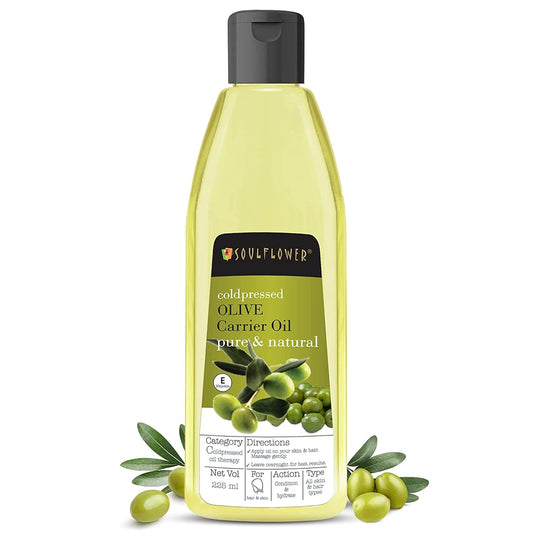 Soulflower Pure Natural Coldpressed Olive Carrier Oil: The Ultimate Natural Moisturizer for Healthy Hair & Glowing Skin