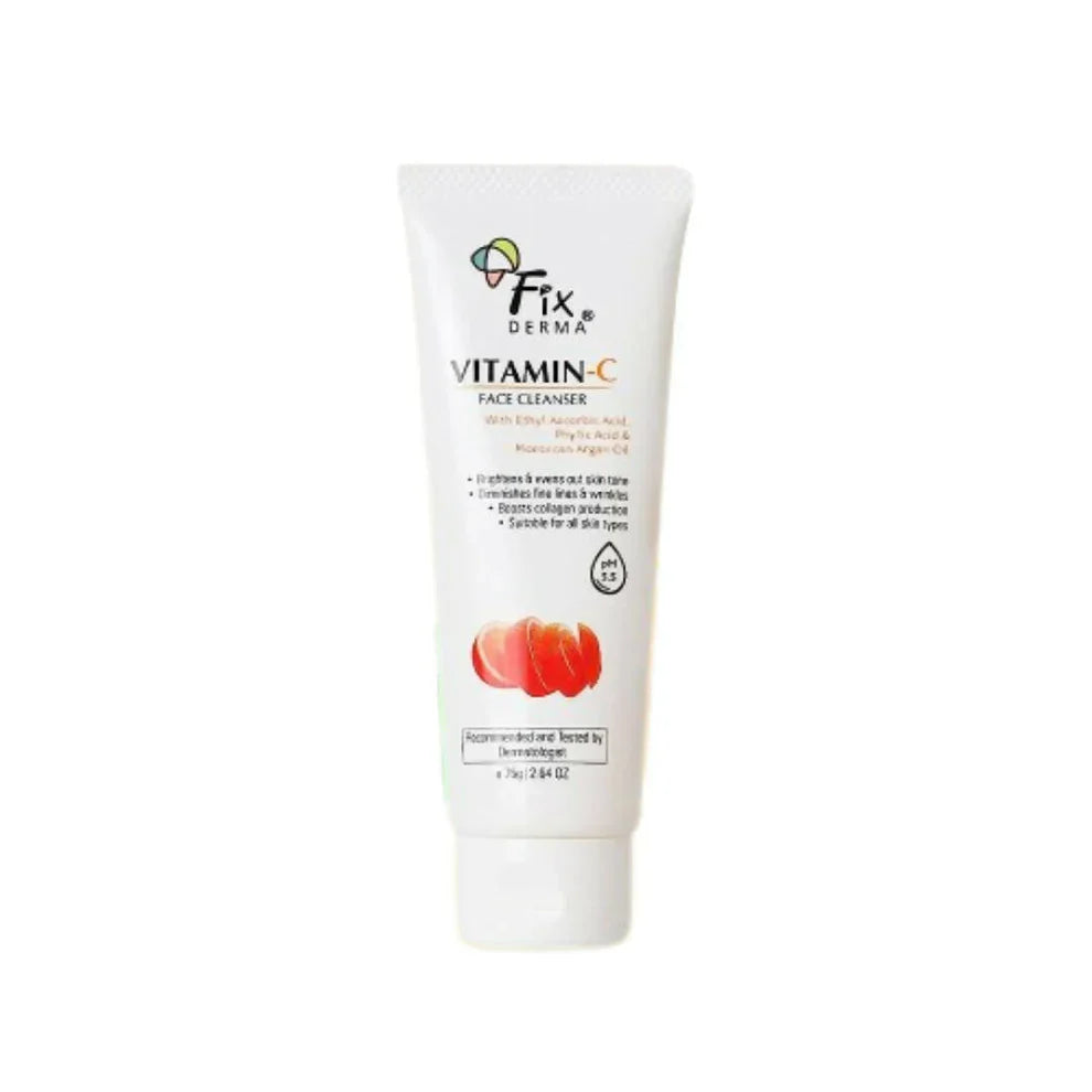 Fixderma Vitamin C Face Cleanser: The Brightening Foaming Face Wash with 2% Stable Vitamin C (3-O-Ethyl Ascorbic Acid), Phytic Acid, Moroccan Argan Oil