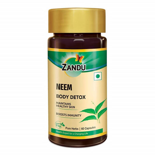 Zandu Neem Body Detox Capsules: Ayurvedic Support for Clear Skin, Blood Purification, and Everyday Detox