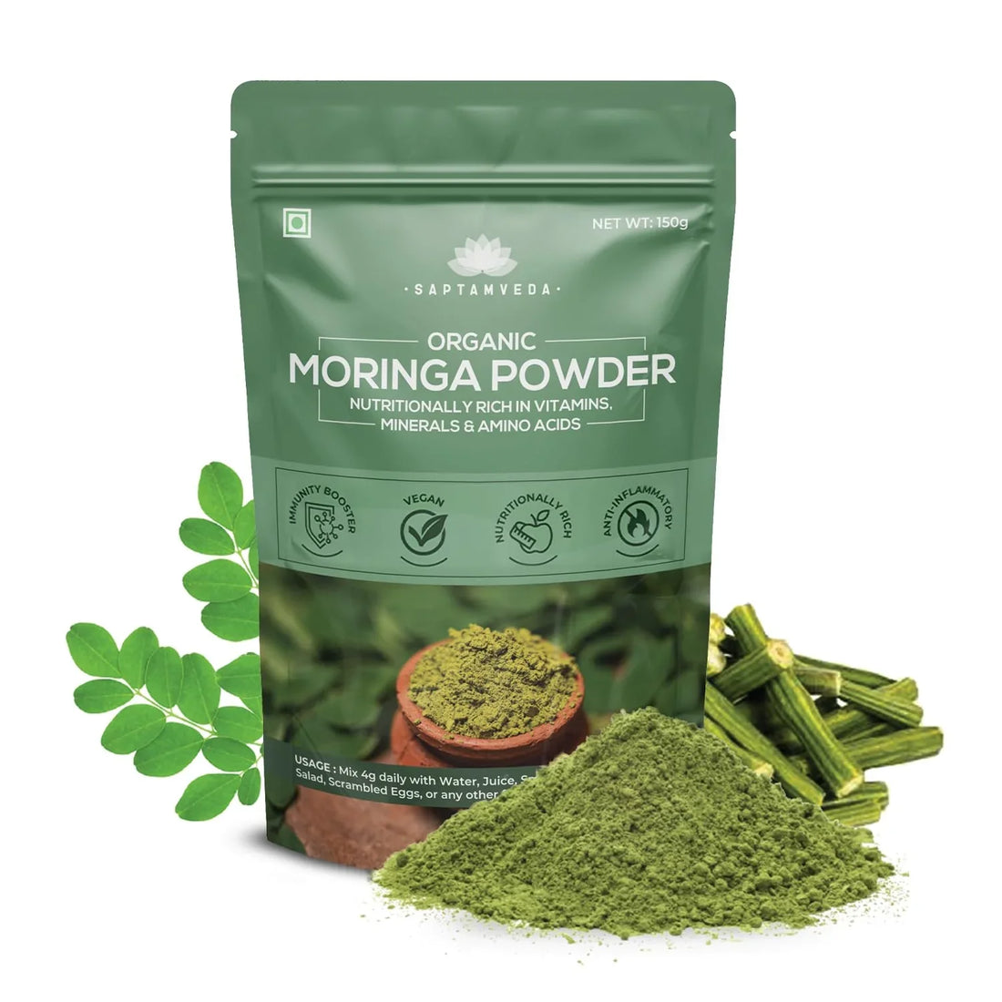 Saptamveda Organic Moringa Powder: A Nutrient-Rich Green Superfood for Everyday Wellness