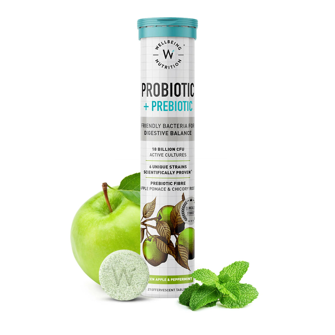 Wellbeing Nutrition Probiotic + Prebiotic Effervescent Tablets: Your Complete Guide to 18B CFU Gut Health in a Fizzy Green Apple Sip