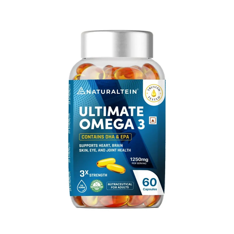 Naturaltein Omega-3 Fish Oil 1250mg: Triple-Strength Support for Heart, Brain & Joint Wellness