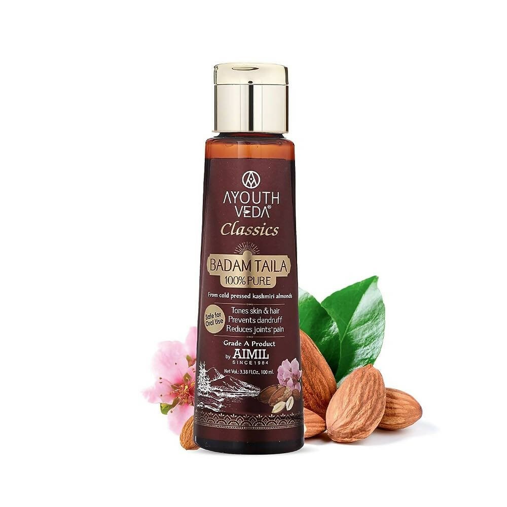 Ayouthveda Badam Taila: 100% Pure Cold-Pressed Almond Oil for Skin, Hair & Body Care