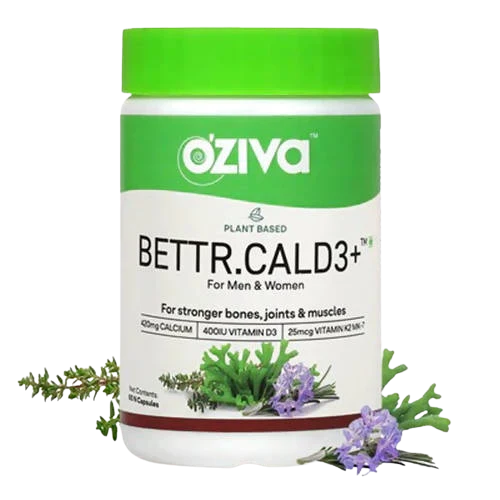 OZiva Plant Based Bettr.CalD3+ Capsules For Men and Women: Bone and Joint Support