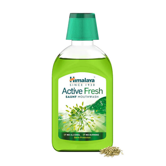 Saunf Mouthwash - Get 12-Hour Germ Protection & Long-Lasting Fresh Breath with Himalaya Herbals Active Fresh Saunf Mouthwash 215ml