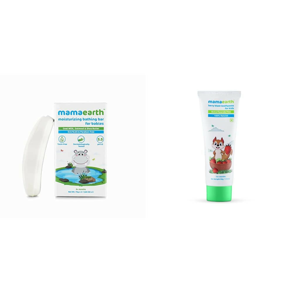 Mamaearth Baby Bathing Soap & Natural Berry Blast Kids Toothpaste: Gentle Daily Care for Little Ones