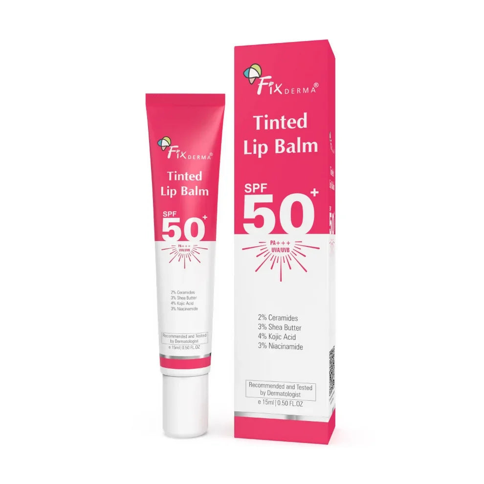 Fixderma 4% Kojic Acid Tinted Lip Balm SPF 50+: Brighten, Hydrate & Protect Your Lips