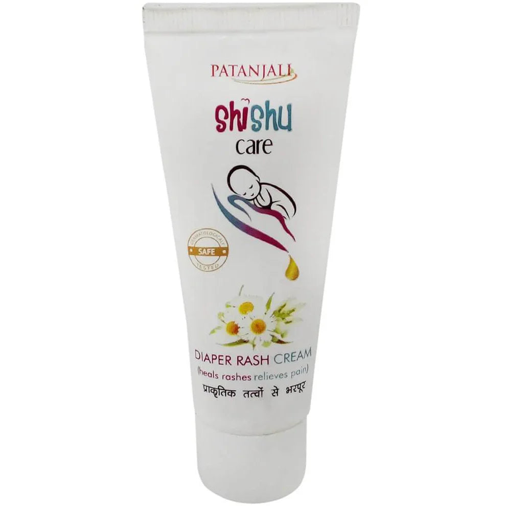 Patanjali Shishu Care Diaper Rash Cream: The Ultimate 100% Ayurvedic Natural Formula with Aloe Vera, Zinc Oxide (Yashad Bhasma), Chamomile Extract, Wheat Germ Oil, Olive Oil, Coconut Oil, Green Tea Extract to Soothe.
